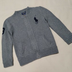 ☆WF18 POLO ポロ ジャケット ラルフローレン RALPH LAUREN 子供服 ビッグポロ ビッグポニー ニット パーカー 6 110 グレー