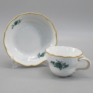 Meissen マイセン ワトーの花 グリーン ノイ・マルセイユ カップ＆ソーサー 食器 57-2815710【O商品】