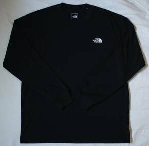 ★1円 THE NORTH FACE ノースフェイス NT82035 ロンT 長袖Tシャツ L 黒 ブラック デカ ロゴ スクエアロゴ マウンテンライト ヌプシ ダウン