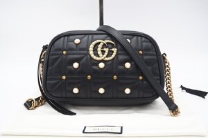 ☆安心の３大保証☆ Aランク ≪GUCCI グッチ/ショルダーバッグ≫ 447632 GGマーモント キルティング スモール ブラック 黒 極美品 送料無料