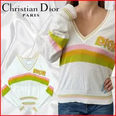 【Christian Dior】美品ディオール ヴィンテージロゴ ニットホワイト