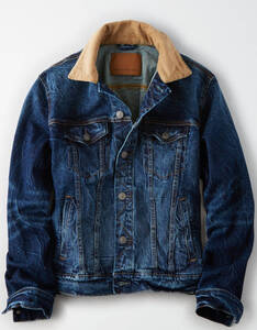 * ラスト * AE アメリカンイーグル コーデュロイカラー デニムジャケット AEO Corduroy Color Denim Jacket Washed Blue XL / Gジャン *