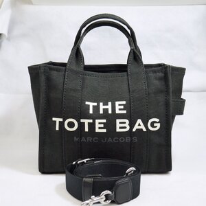 USED品 MARC JACOBS マークジェイコブス M0016493 001 THE TOTE BAG 2way ショルダーバッグ ハンドバッグ キャンバス ブラック×ホワイト