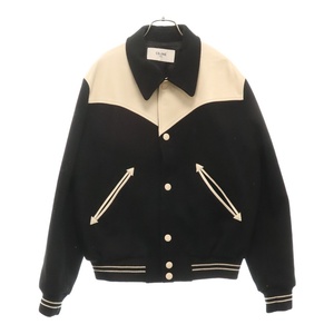 CELINE セリーヌ 19AW Teddy Jacket テディジャケット レザー切替 ブルゾン 2V534896C ブラック/ホワイト