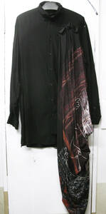 Yohji Yamamoto 21AW STAND COLLAR DRAPE BLOUSE SHIRT 2 ヨウジヤマモト プールオム 21秋冬 スタンドカラー ドレープ シャツ ブラウス 2