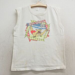 古着 ビンテージ ノースリーブ Tシャツ キッズ ボーイズ 子供服 80s ビーチバレー コットン クルーネック 白 ホワイト 24jul30