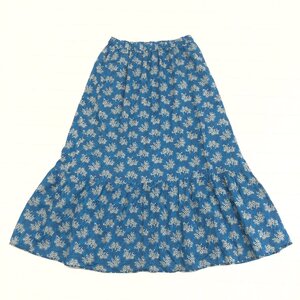 美品 UNIQLO×ANNA SUI ユニクロ アナスイ 定価2,990円+税 総柄 ティアード ロングスカート L ネイビー系 マキシ丈 ギャザースカート