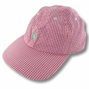 《オススメ◎》RALPH LAUREN GOLF ラルフローレンゴルフ★ワンポイント*チェック*キャップ*帽子*ピンク/ホワイト*サイズ58cm(AC1100)◆YP