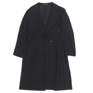 ◆美品◆ ヨウジヤマモト Yohji Yamamoto 2007SS ランウェイ着 ウール レースアップ コート レディース 黒 size2 FT-J02-101 [Y03123]