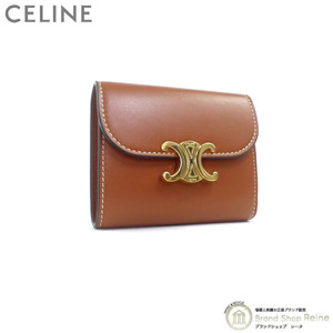 セリーヌ （CELINE） スモール フラップ ウォレット トリオンフ コンパクト 三つ折り 財布 10D78 TAN（新品）