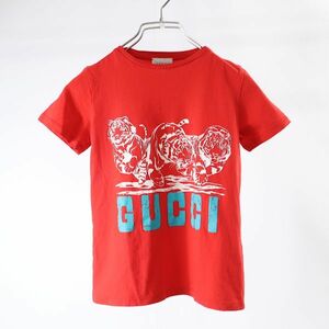 3-DG039【美品】グッチ GUCCI コットン Tシャツ レッド 8 キッズ