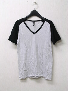 2 Gray/Black【BLACKBARRETT by NEIL BARRETT ブラックバレットバイニールバレット ラグラン VネックTシャツ カットソー】