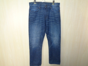 554◆IRON JEANS CO. ストレートジーンズ◆ｗ29 インディゴ 濃紺色 コットン100％ ヒゲ・アタリ加工 デニムパンツ ジーパン Gパン 5J