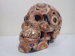 豊J6-C595/8自〇九谷焼 陶幸 SKULL 髑髏 大サイズ 良品〇