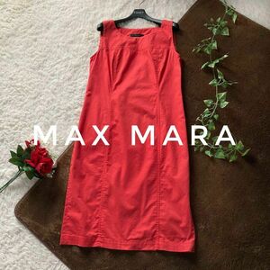 洗える　ウィークエンドマックスマーラ　ノースリーブワンピース　Aライン　赤　44サイズ　WEEKEND Max Mara