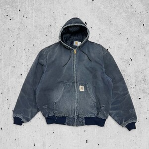 古着 USA製 CARHARTT JQ283 ACTIVE JACKET DUCK WORK JACKET WASHED NAVY カーハート アクティブ ダック ワーク ジャケット【Vintage】