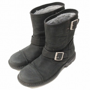 アグ オーストラリア UGG australia Rockville II エンジニアブーツ ムートン バックルベルト レザー 3040 黒 ブラック 26cm UK7 0217 IBO4