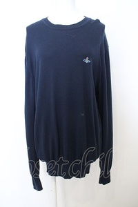 【SALE】【10%OFF】Vivienne Westwood MAN / オーブ刺繍ニットトップス XL ネイビー O-23-11-26-020-to-YM-ZY