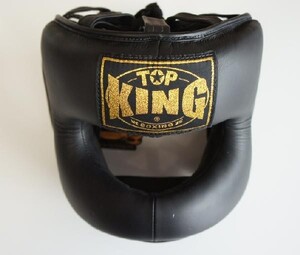 【在庫処分・超割】 トップキングボクシング TOP KING BOXING キックボクシング フルフェイス ヘッドギア 黒 Mサイズ