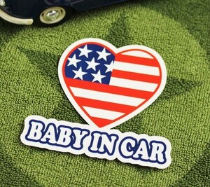 BABY IN CAR ステッカー 車 赤ちゃん アメリカン 赤ちゃん乗ってます おしゃれ かっこいい HEART サイズS