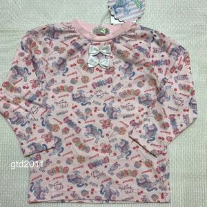 エコネコ◇ロンT◇総柄◇110◇桃◇プルオーバー◇絵子猫◇長袖◇Tシャツ