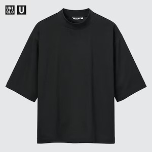 UNIQLO U エアリズムコットン オーバーサイズ モックネック Tシャツ / XLサイズ BLACK ＋J UNIQLO JWAnderson JWA :C / ドライEX ユニクロ