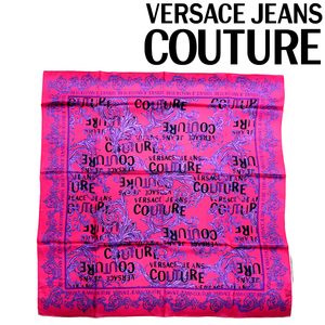 VERSACE JEANS COUTURE ベルサーチ ヴェルサーチェ スカーフ ロゴ バロッコプリント シルク ピンク 74HA7H02-ZG151-PR5