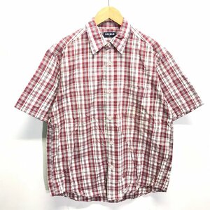 (^w^)b UNIQLO ユニクロ 80s 90s ヴィンテージ チェック柄 半袖 ショートスリーブ シャツ トップス オールド タグ レッド M 8832iE