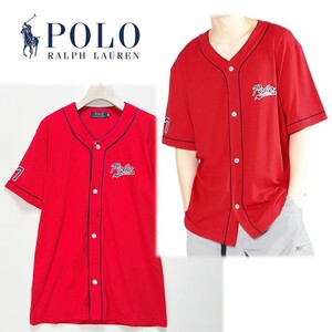 《POLO RALPH LAUREN ポロ ラルフローレン》新品 サラッと素材 カレッジロゴ ベースボールシャツ M S0109