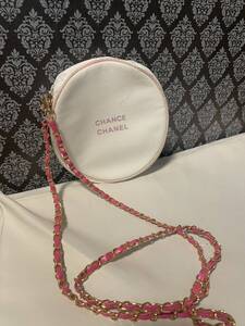 CHANEL サークル　ポーチ　バッグ 　CHANEL チャンス 白 ピンク