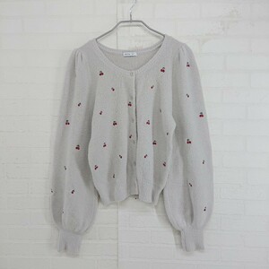 ◇ OLIVE des OLIVE オリーブ デ オリーブ さくらんぼ 長袖 ニット カーディガン サイズF グレー系 レディース E