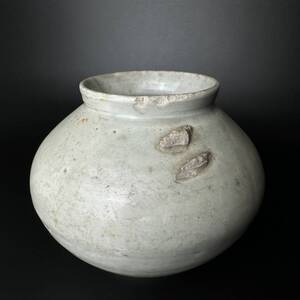 コレクター買取品　朝鮮美術　李朝　白磁　丸壷　古陶磁器　時代物　骨董品　古美術