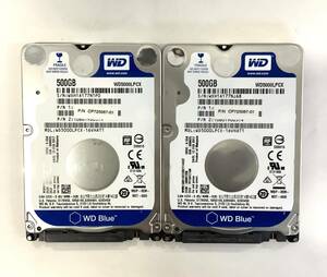 S51218155 WD Blue 500GB SATA HDD 2.5インチ 2点 厚み約7㎜【中古動作品】..