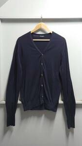 JOHN SMEDLEY UK製 “SEA ISLAND COTTON” Vネック カーディガン ネイビー M