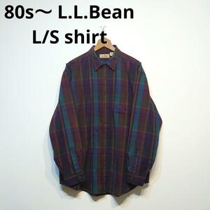 80s〜 LLBean L/S shirt エルエルビーン ネルシャツ US古着