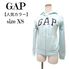 【人気カラー】ギャップ　GAP 　ロゴ　フルジップパーカー　グリーン系　XS