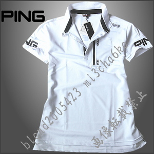 ■新品【PING GOLF】ピン ゴルフ 吸汗速乾 両袖ロゴ 前立てカラー 半袖ポロシャツ■WH/L