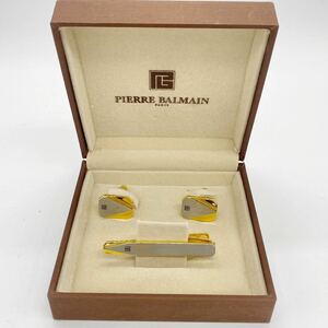 1円〜 8T PIERRE BALMAIN ネクタイピン カフスボタン ピエールバルマン アクセサリー ゴールドカラー 箱付 パーティーシーン ドレスシーン