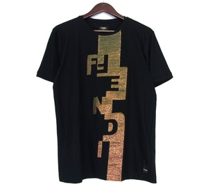 フェンディ FENDI 【 FY0894 AAOF 】 フロント スパンコール ロゴ 半袖 Tシャツ n7035