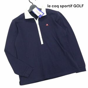 【新品 未使用】 le coq sportif GOLF ルコック スポルティフ ゴルフ 通年 吸汗速乾♪ 長袖 シャツ Sz.M　レディース 紺　K4T00088_1#C