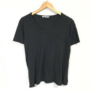 H8095dE ALEXANDER WANG アレキサンダーワン Tシャツ ブラック 半袖Tシャツ サイズS レディース 無地 シンプル カットソー Uネック 古着