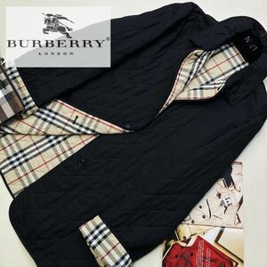 Y4極美◎最高級イギリス製!! 参考価格14万●BURBERRY LONDON●着心地抜群！〜高級キルティングコート バーバリーコート レディース XL