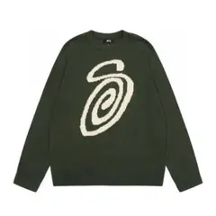 新品STUSSY CURLY SWEATER パーカー ニットセーター グリーン