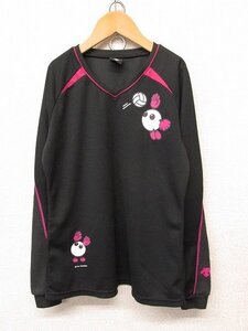 I3723：DESCENTE（デサント）バボちゃんプリント 長袖シャツ L バレーボールウェア 速乾ドライ 黒/レディース：3