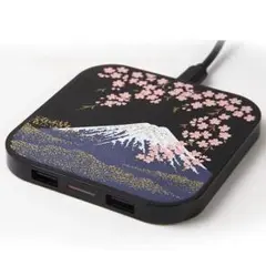 蒔絵ワイヤレス充電器　富士に桜　紙箱入り