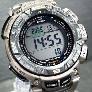 美品 CASIO カシオ PRO TREK プロトレック PRG-240T-7 腕時計 タフソーラー デジタル 多機能 センサー機能 チタニウム メンズ 動作確認済み