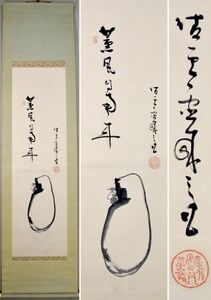 【芳雲に師事】有井凌雲「薫風自南来　達磨画賛」　掛軸　画賛　紙本　書家　東北大学理学部教授　初夏　宮城　【真作】　y91609877