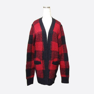 ★SALE★Hollister/ホリスター★ブロックチェックニットカーディガン (Black/Red/S)