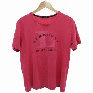 バーバリーブラックレーベル BURBERRY BLACK LABEL Tシャツ カットソー プリント 半袖 3 M ピンク /TZ 0729 ■GY14 メンズ