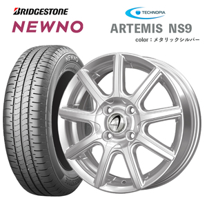 大特価！【4本送料込 39000円～】【組み込み済】24年製 ブリヂストン ニューノ 155/65R14 + アルミホイール 4本セット 14×4.5J +45 4H100